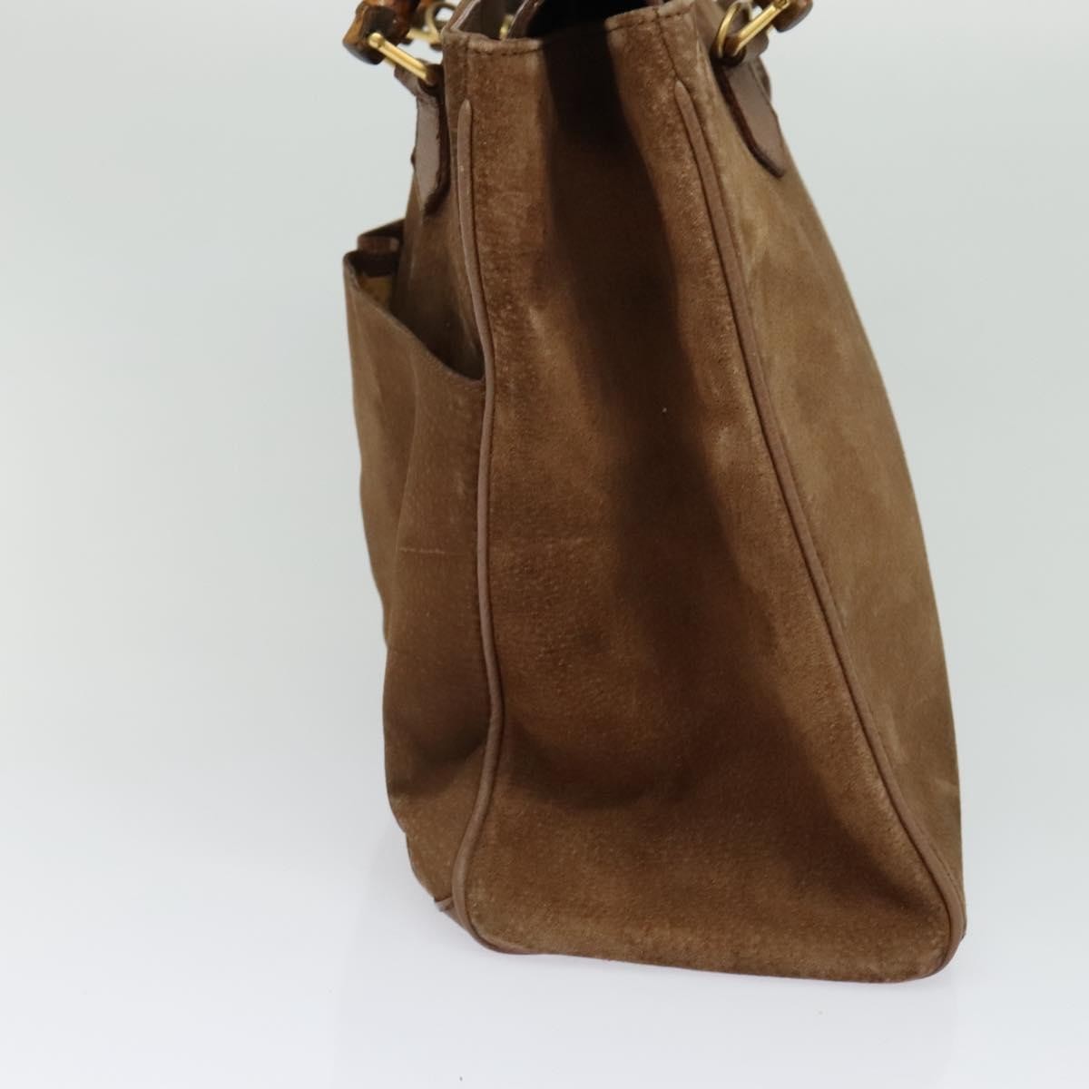 Gucci Gucci Bamboo Handle Tote Suede Bruin