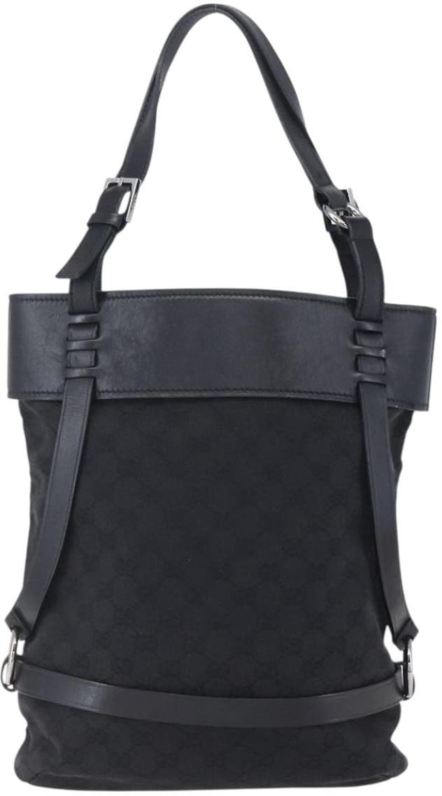 Gucci Gucci Vintage Harness Tote GG Canvas with Leather Medium Zwart