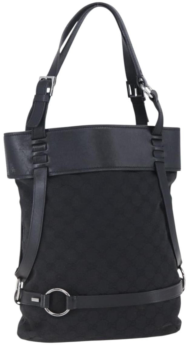 Gucci Gucci Vintage Harness Tote GG Canvas with Leather Medium Zwart