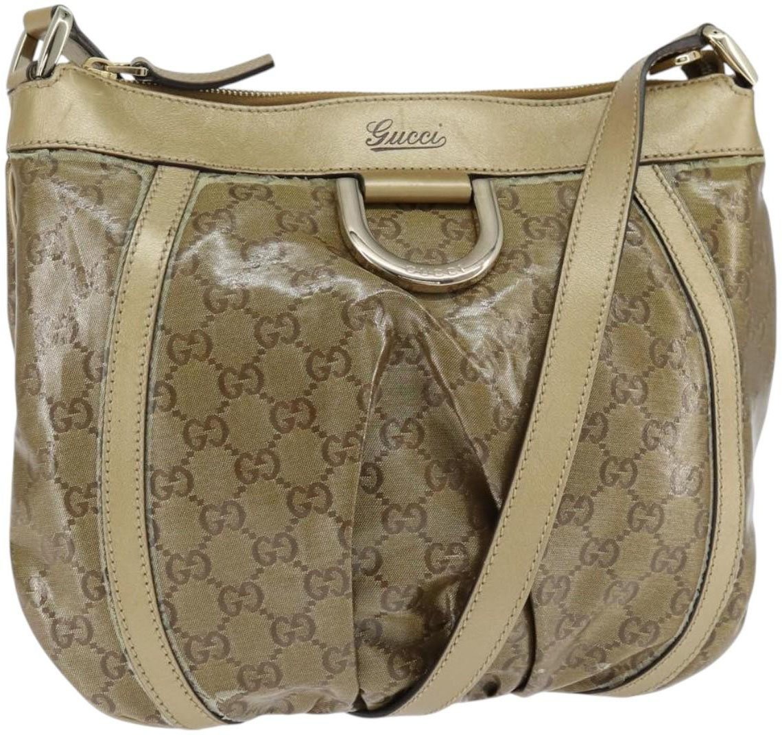 Gucci Gucci D Ring Messenger Bag GG Coated Canvas Small Goud