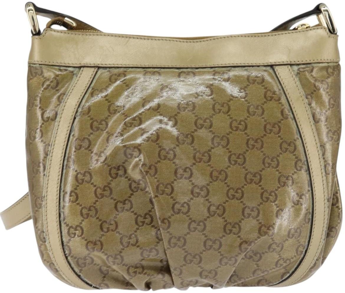 Gucci Gucci D Ring Messenger Bag GG Coated Canvas Small Goud