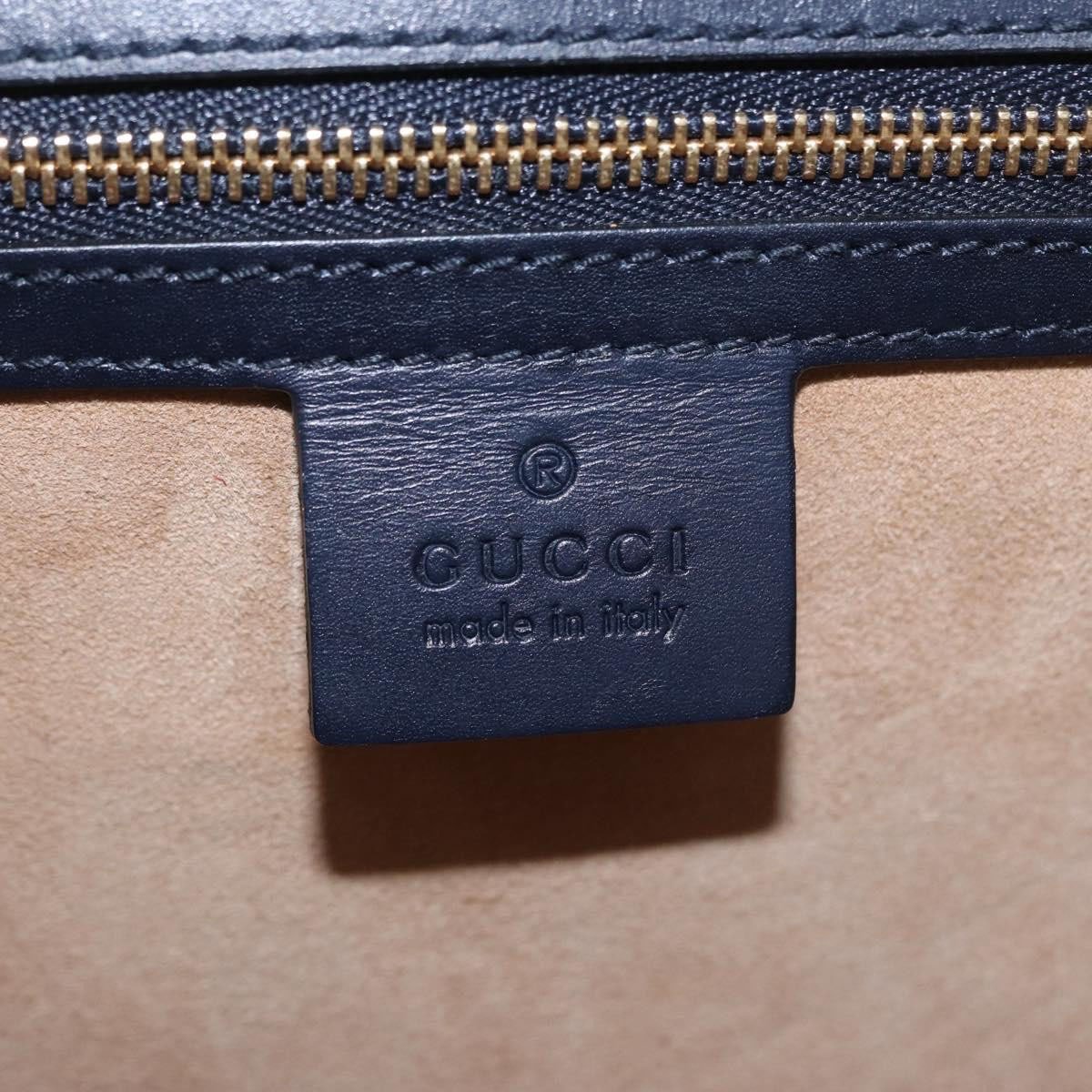 Gucci Gucci Sylvie Top Handle Bag Leather Medium Navy