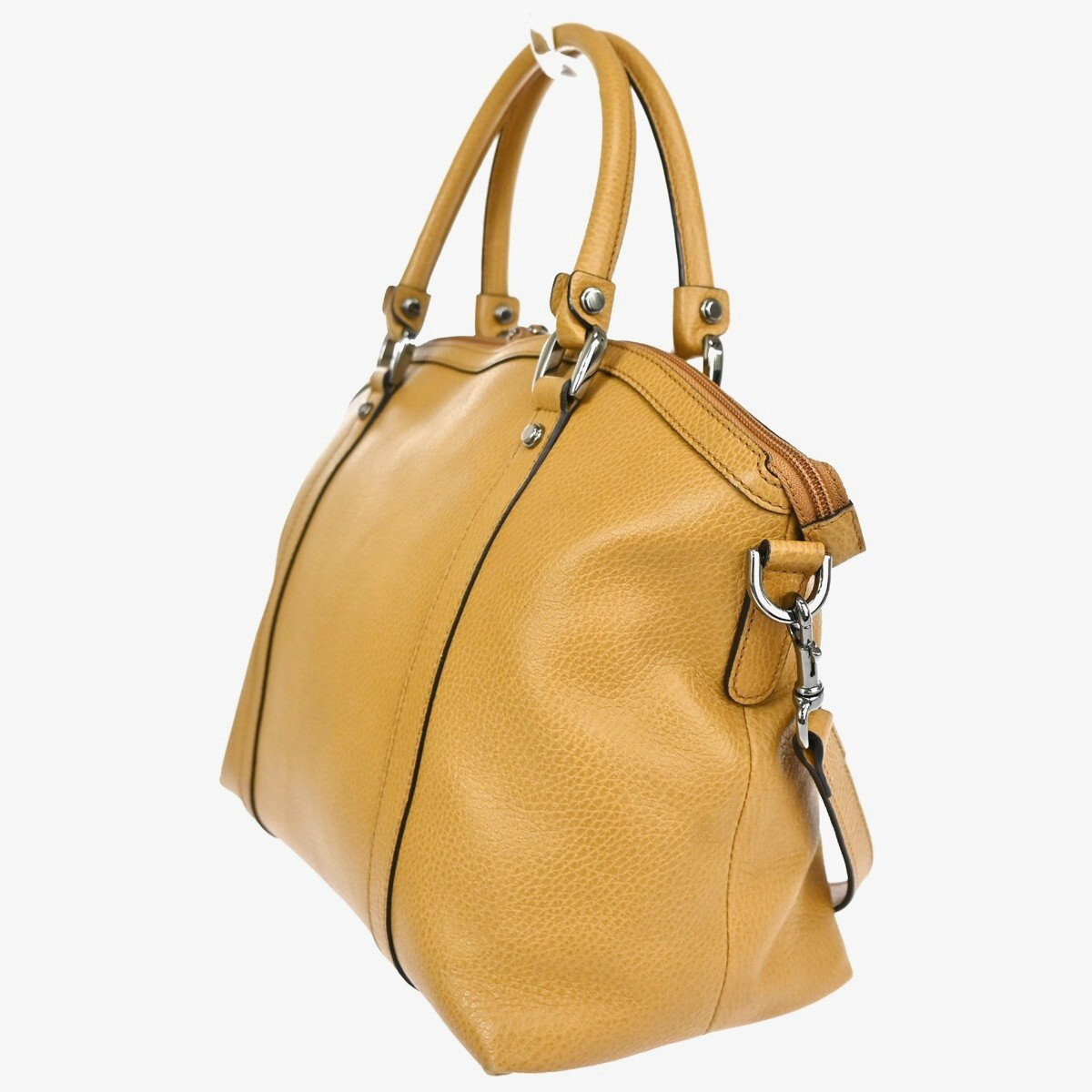 Gucci Gucci Britt Convertible Dome Satchel Leather Medium Beige