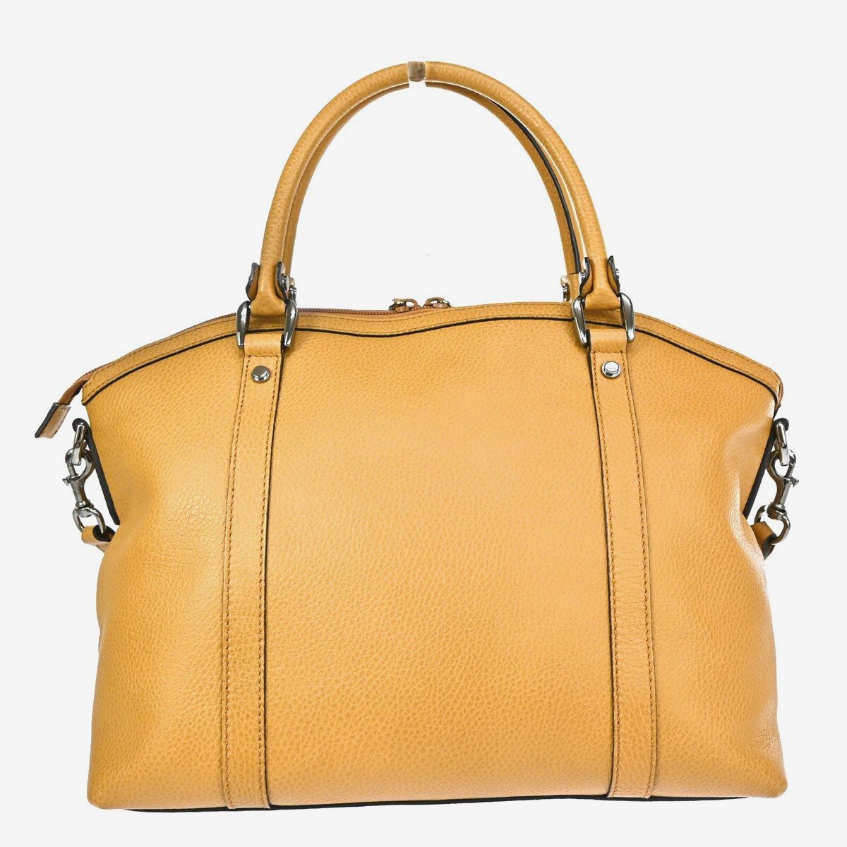 Gucci Gucci Britt Convertible Dome Satchel Leather Medium Beige