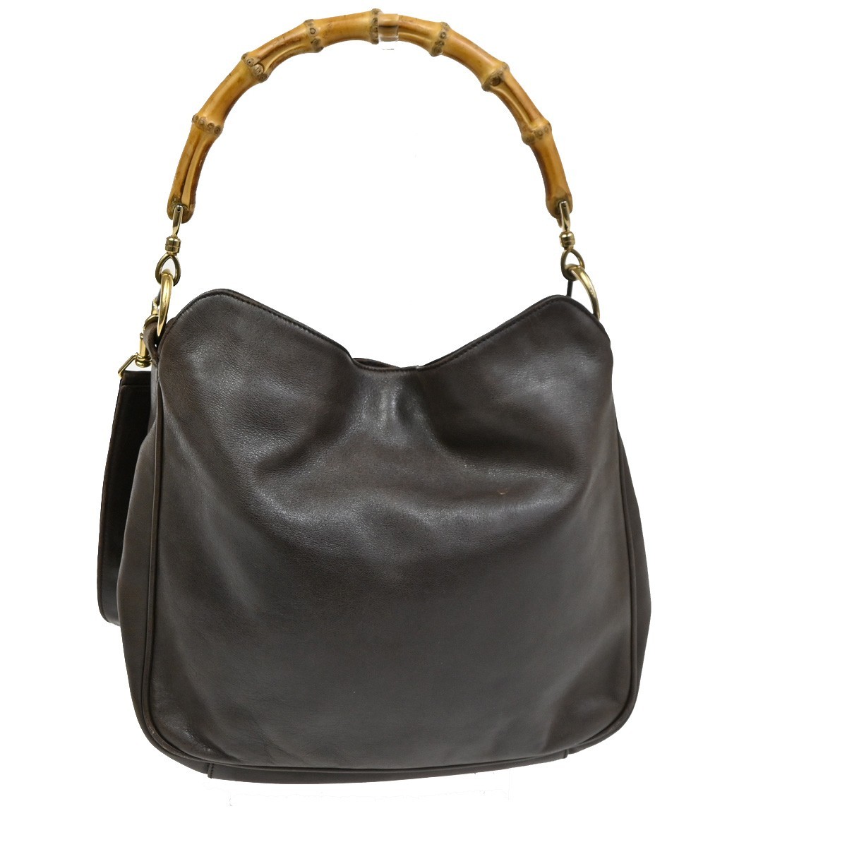 Gucci Gucci Vintage Bamboo Shoulder Bag Leather Bruin