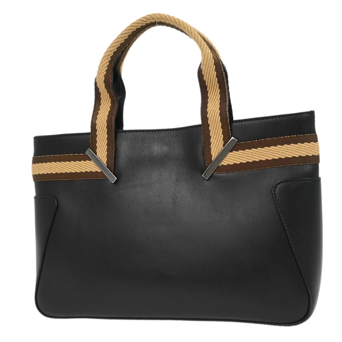 Gucci Gucci Web Handbag Leather wih Canvas Zwart