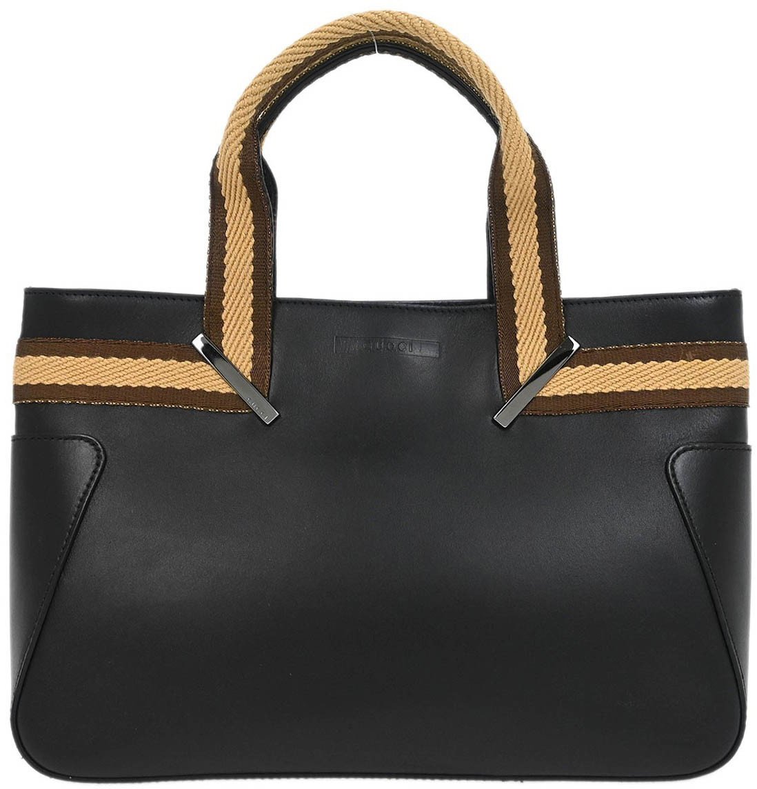 Gucci Gucci Web Handbag Leather wih Canvas Zwart