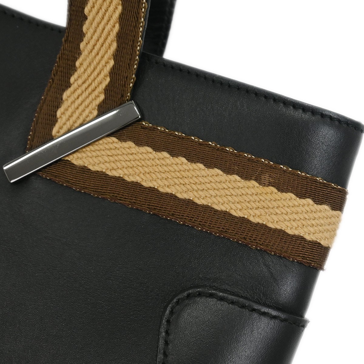 Gucci Gucci Web Handbag Leather wih Canvas Zwart