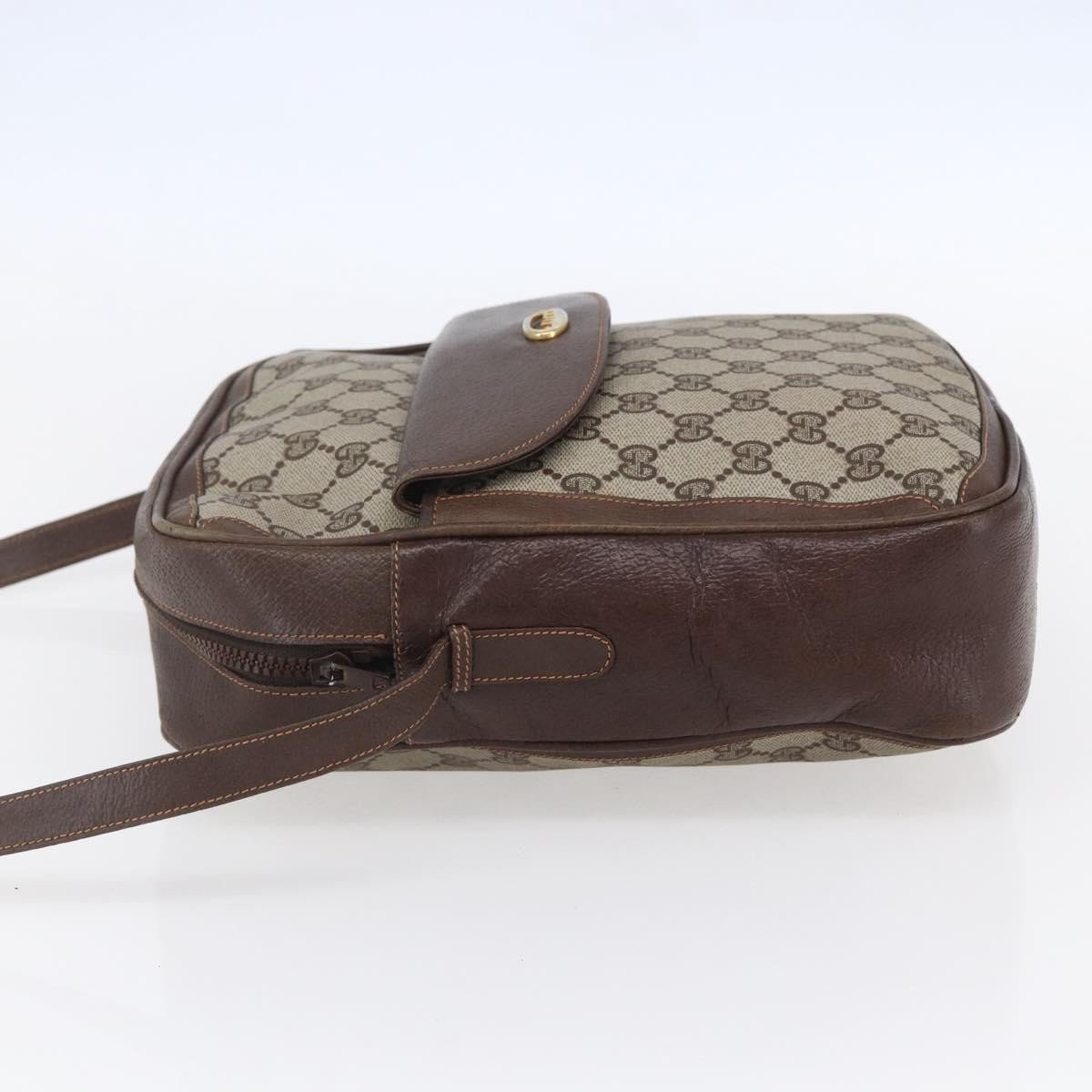 Gucci Gucci Front Pocket Messenger Bag GG Canvas with Leather Beige