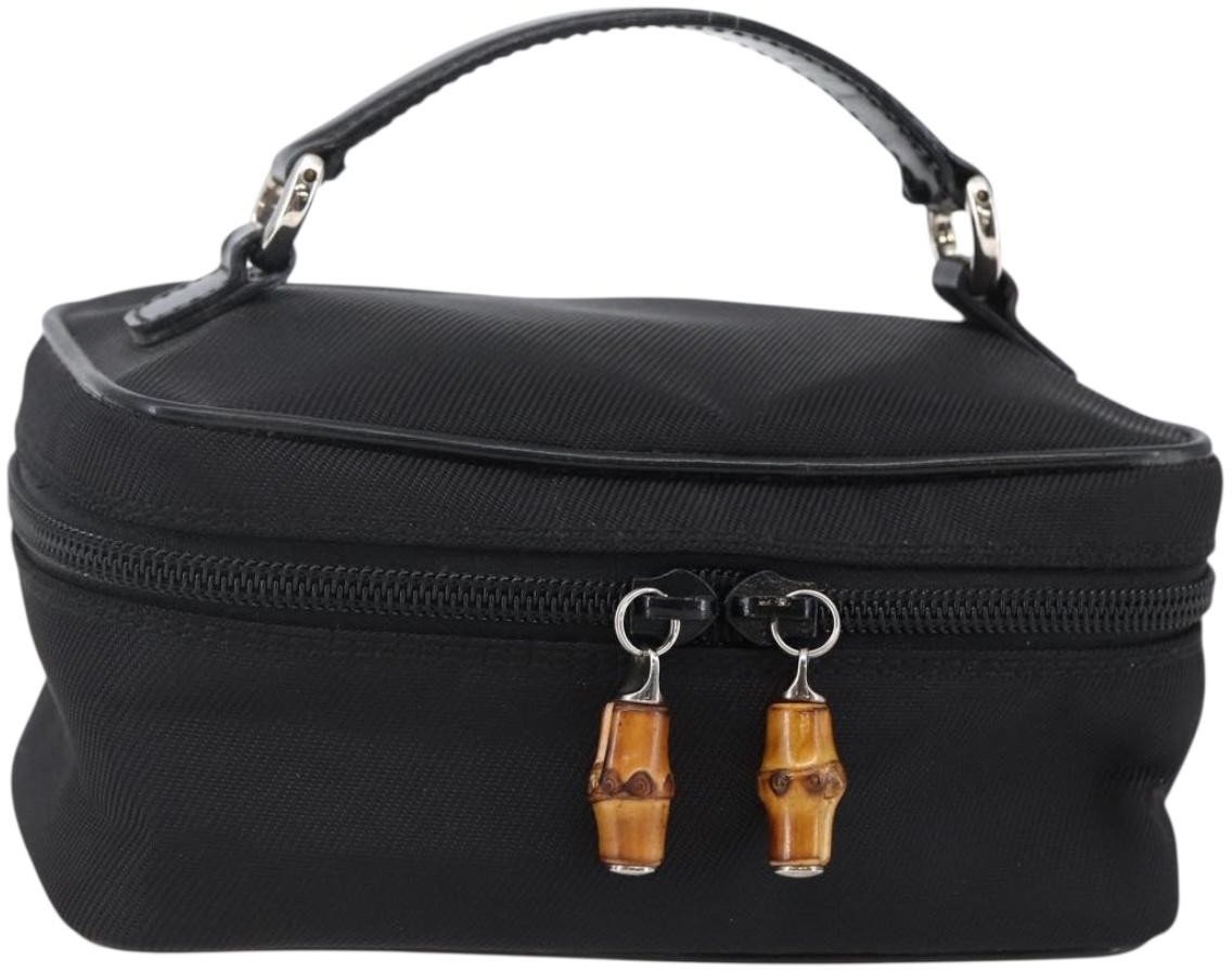 Gucci Gucci Vintage Bamboo Vanity Case Nylon Zwart