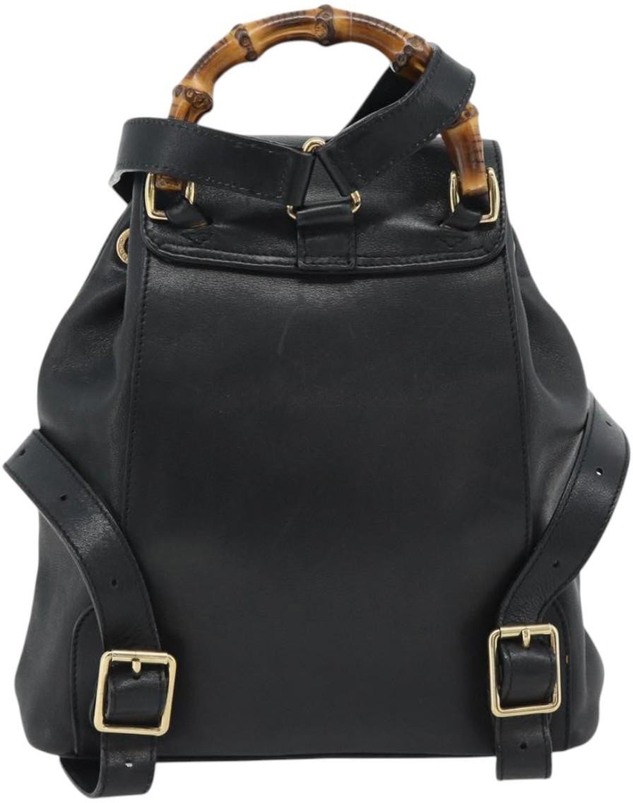 Gucci Gucci Vintage Bamboo Backpack Leather Mini Zwart
