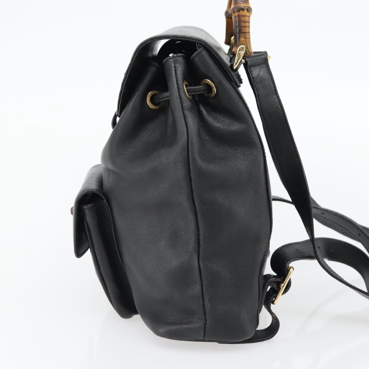 Gucci Gucci Vintage Bamboo Backpack Leather Mini Zwart
