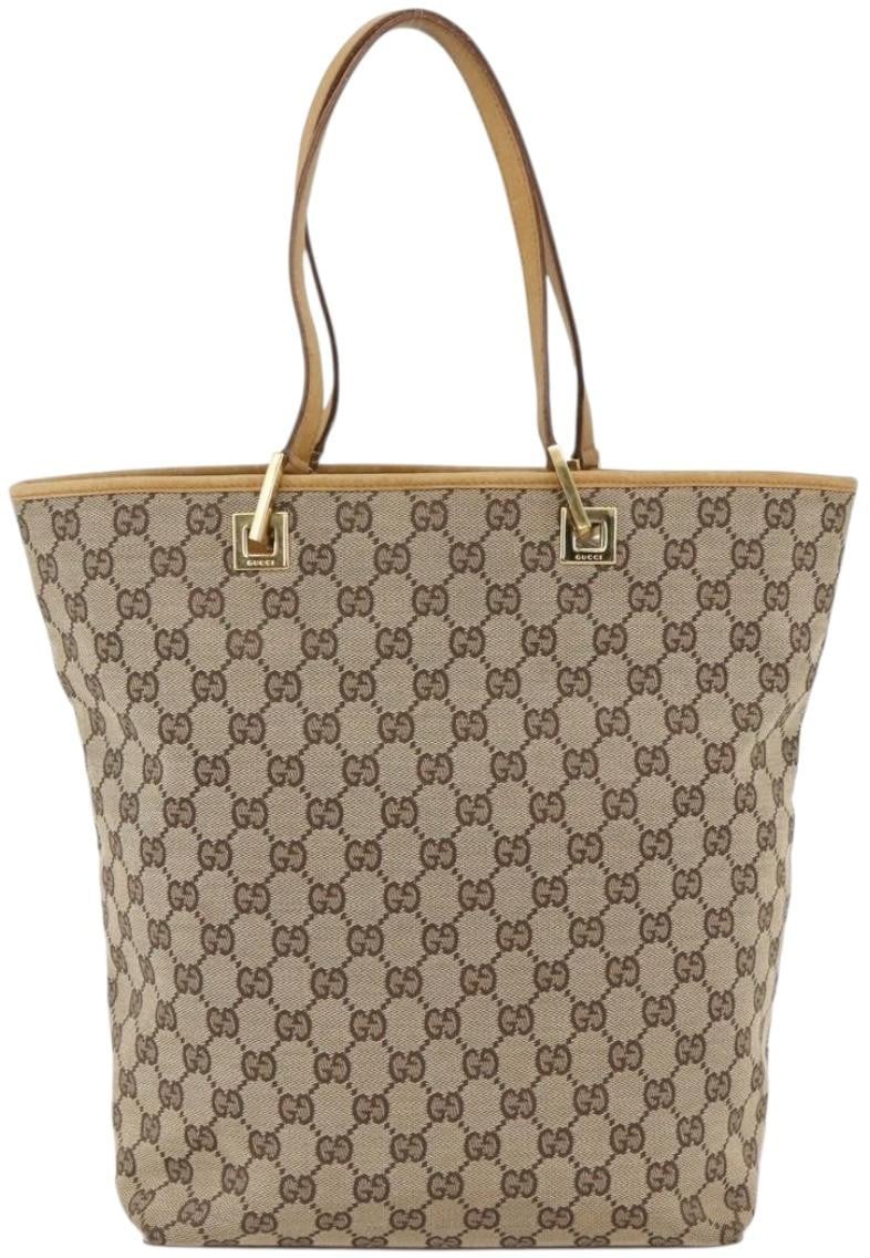 Gucci Vintage Bucket Shopping Tote GG Canvas Medium Beige