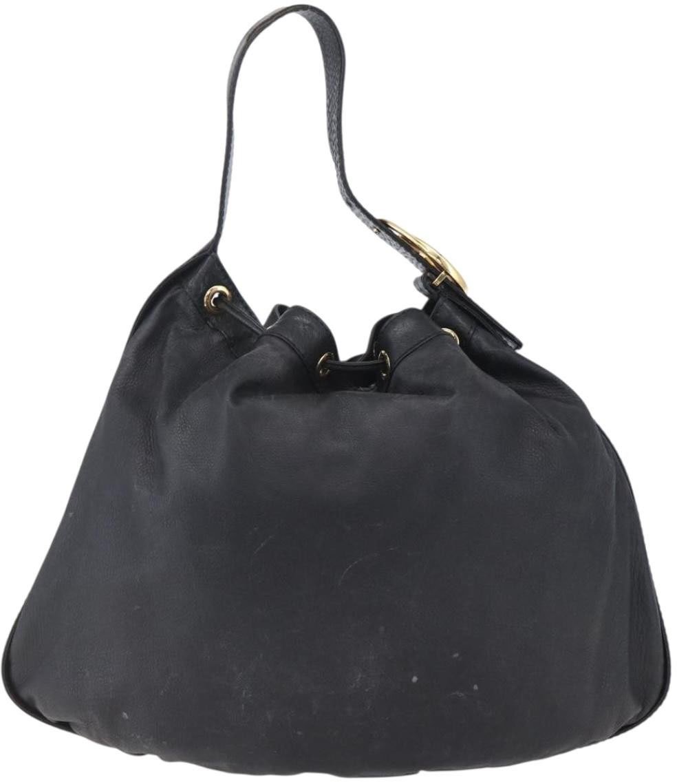 Gucci Gucci Interlocking Icon Drawstring Hobo Leather Medium Zwart