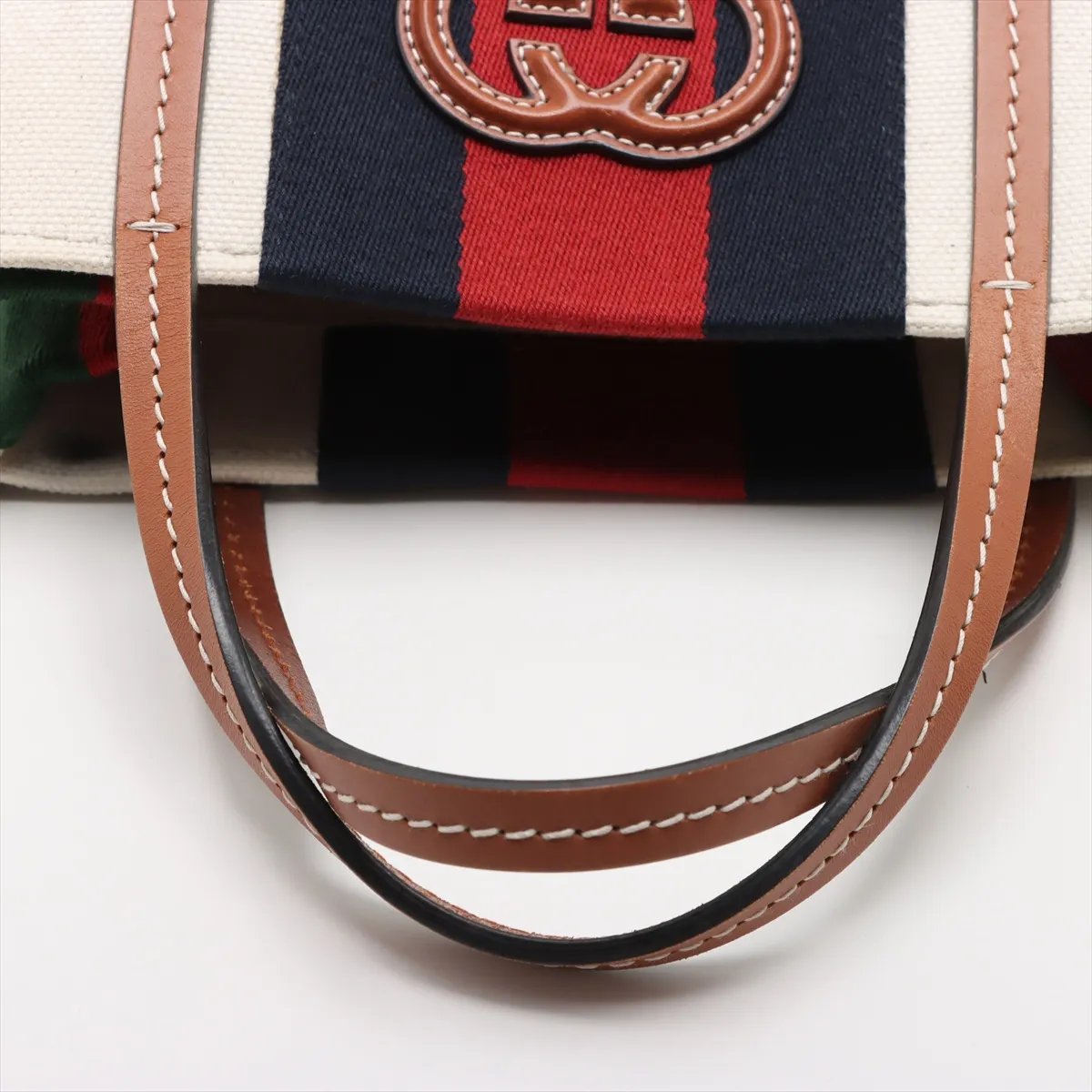 Gucci Interlocking G Web Tote Canvas Mini Beige