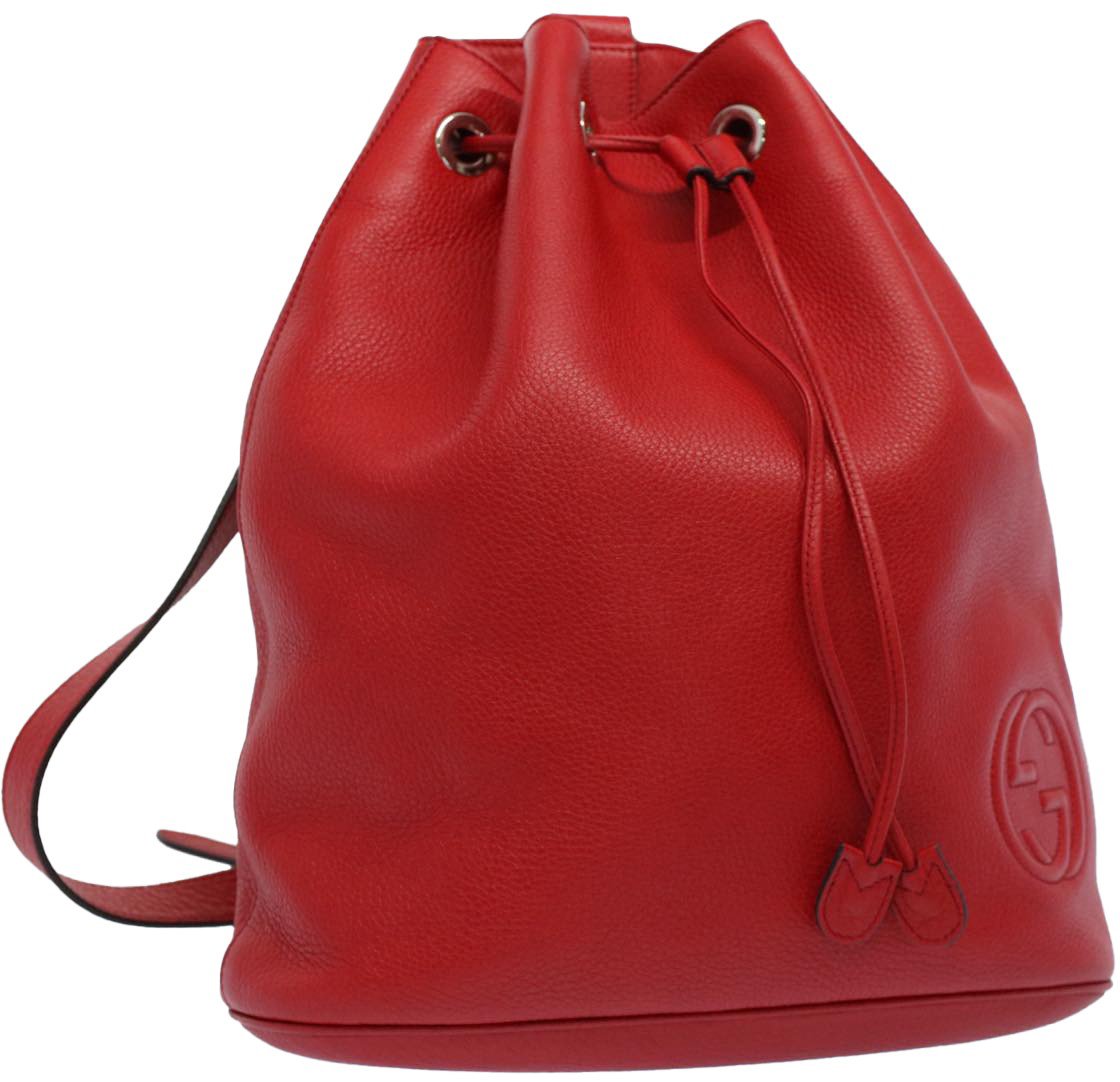 Gucci Gucci Soho Drawstring Backpack Leather Large Rood