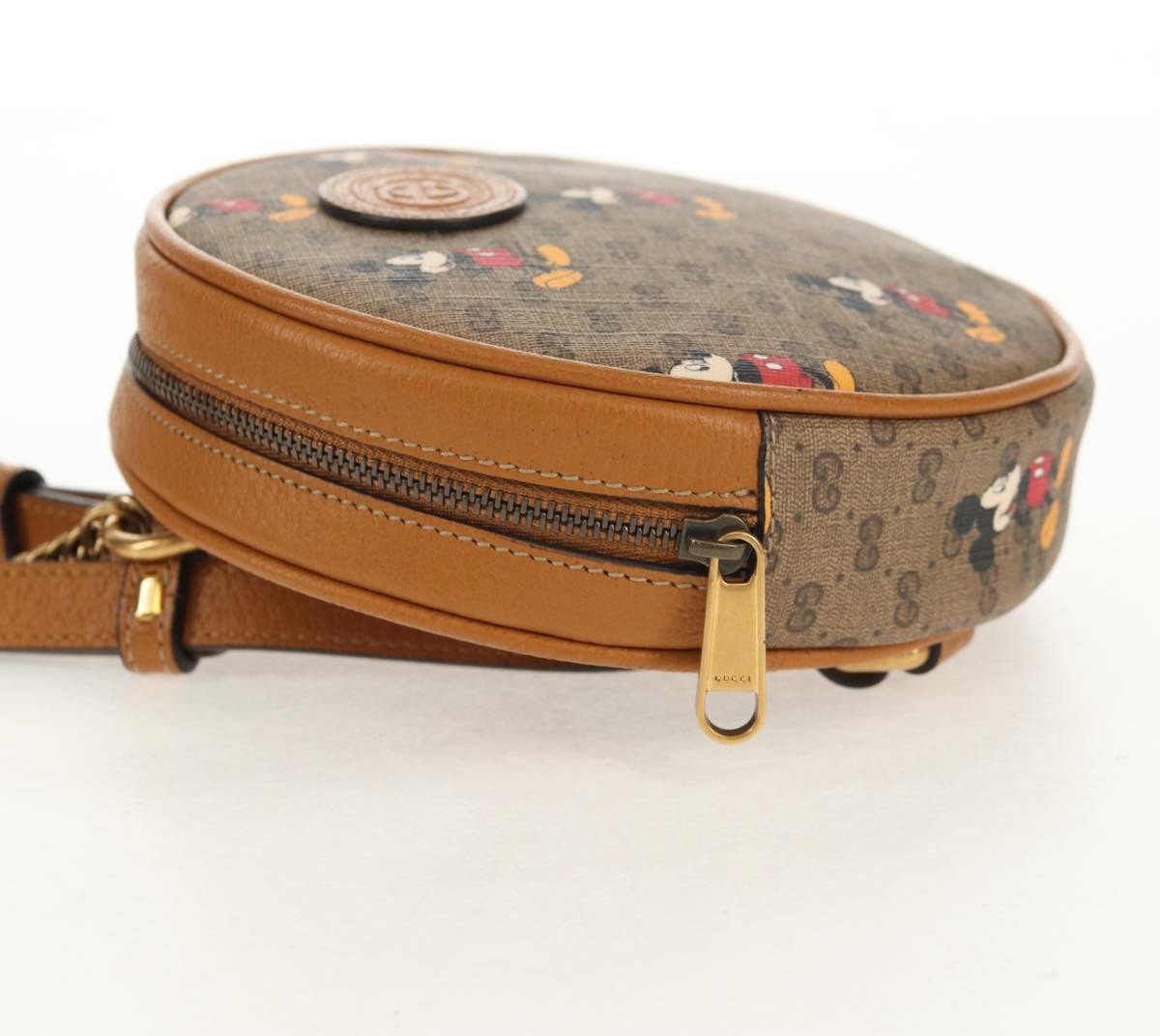 Gucci Disney Mickey Mouse Round Backpack (Outlet) Printed Mini GG Coated Canvas Mini Beige