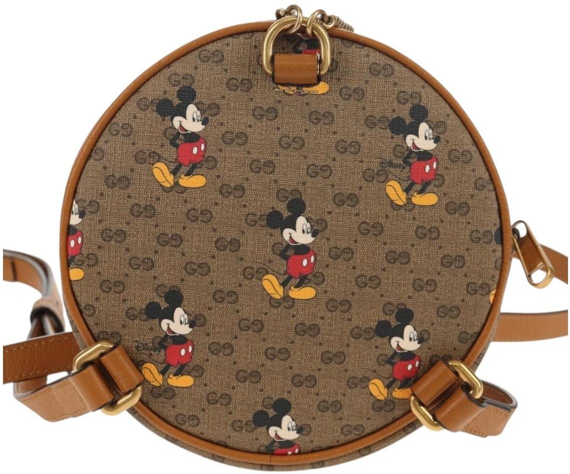 Gucci Disney Mickey Mouse Round Backpack (Outlet) Printed Mini GG Coated Canvas Mini Beige