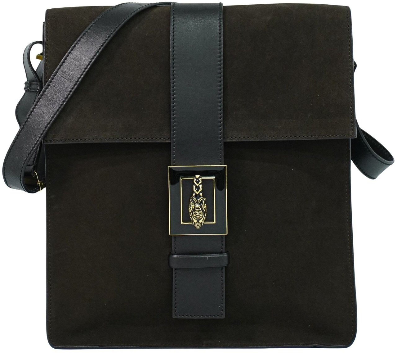 Gucci Gucci Tiger Head Shoulder bag Suede Bruin