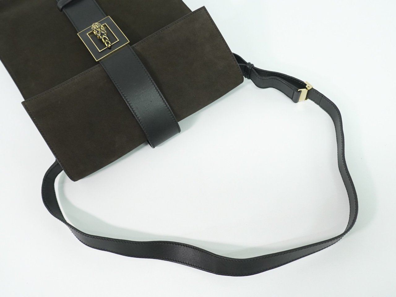 Gucci Gucci Tiger Head Shoulder bag Suede Bruin