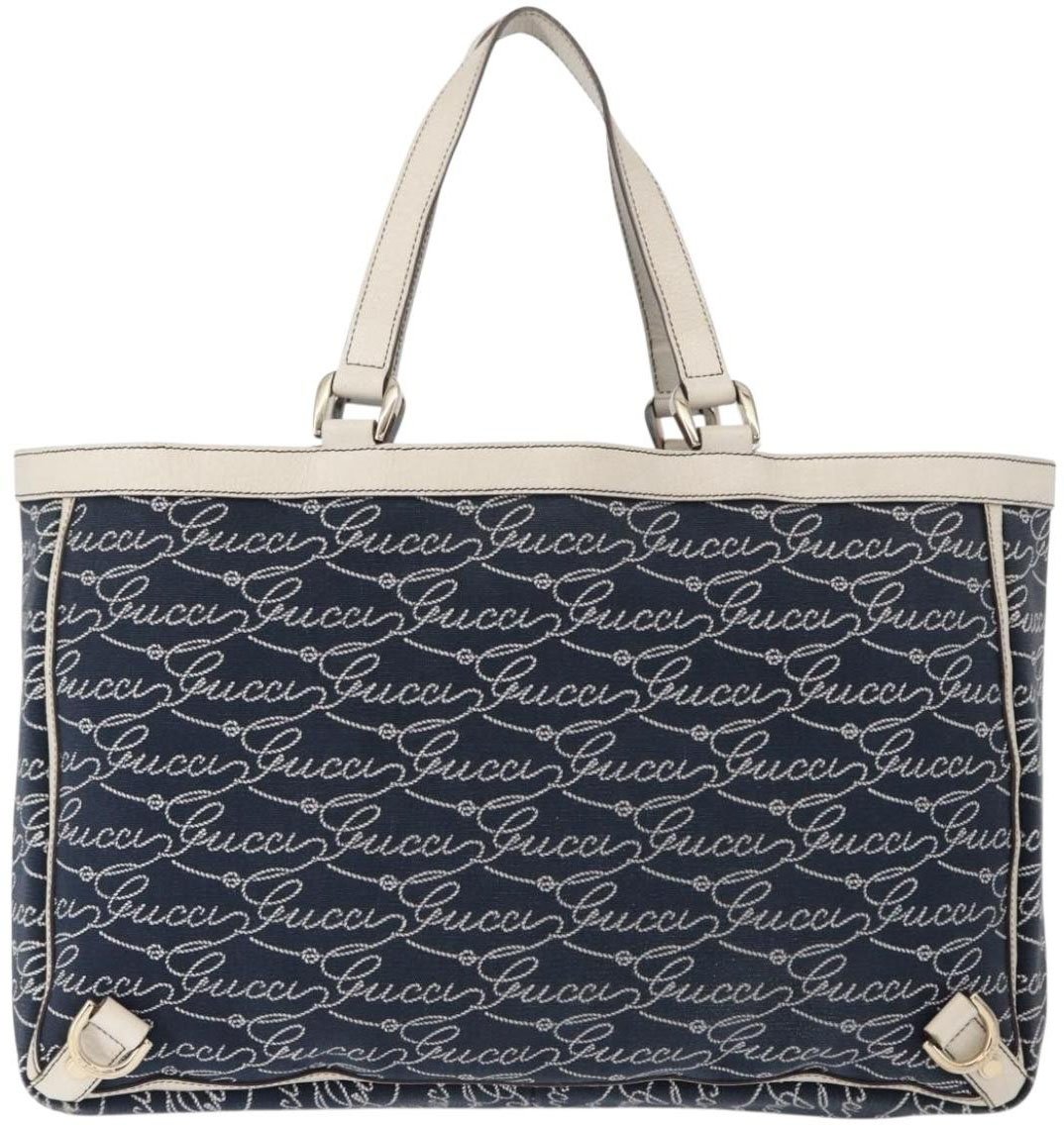 Gucci Gucci Abbey Tote GG Canvas with Leather Medium Navy
