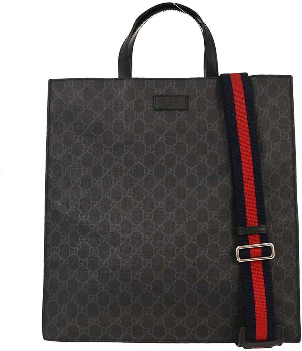 Gucci Gucci Convertible Soft Open Tote GG Coated Canvas Tall Zwart