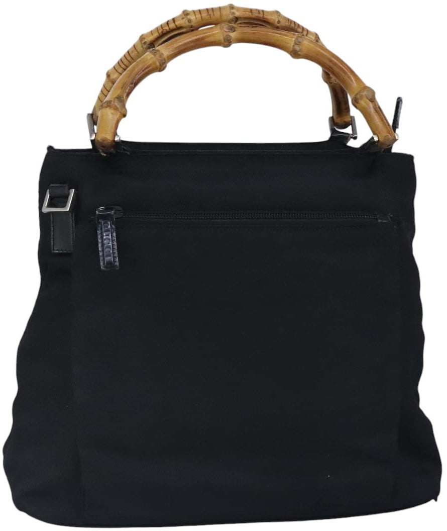 Gucci Gucci Bamboo Zip Pouch Nylon & Leather Zwart