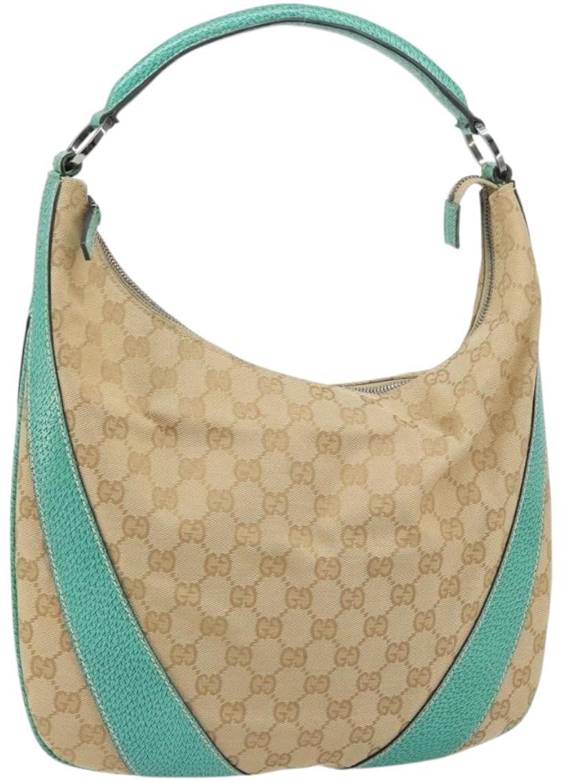 Gucci Gucci Vintage Zip Hobo GG Canvas with Leather XL Beige