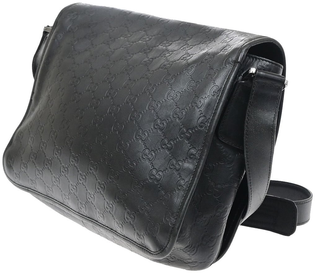 Gucci Flap Messenger Bag (Outlet) Guccissima Leather Zwart