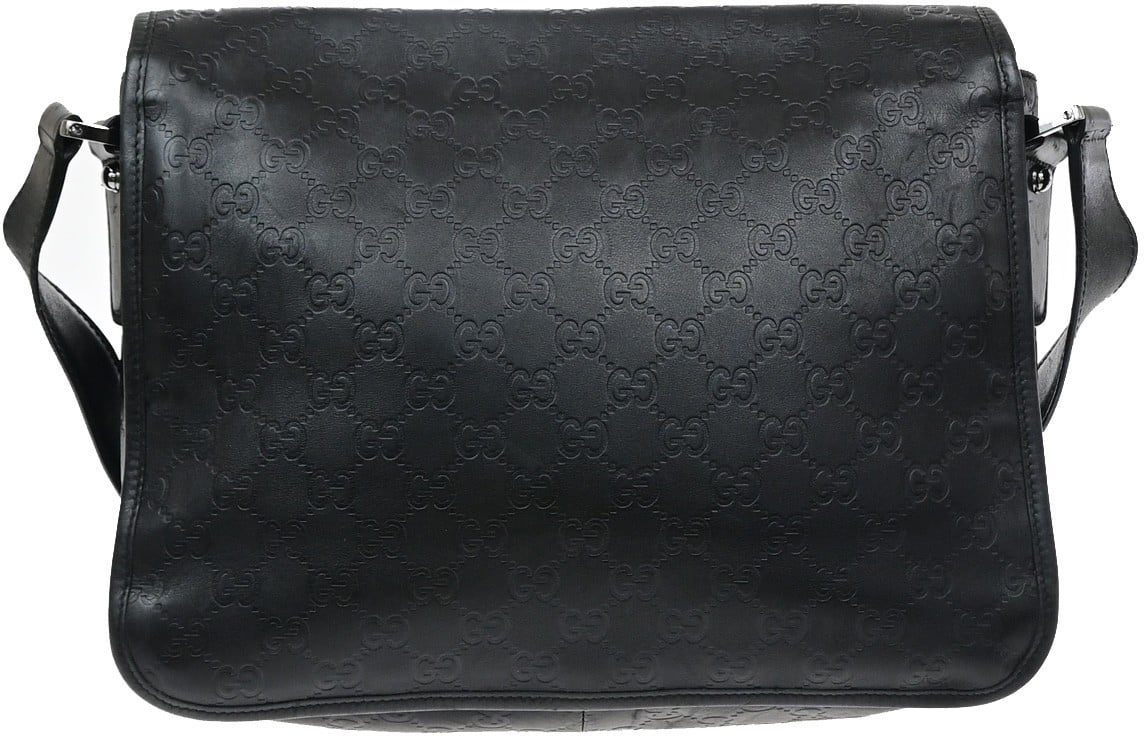 Gucci Flap Messenger Bag (Outlet) Guccissima Leather Zwart