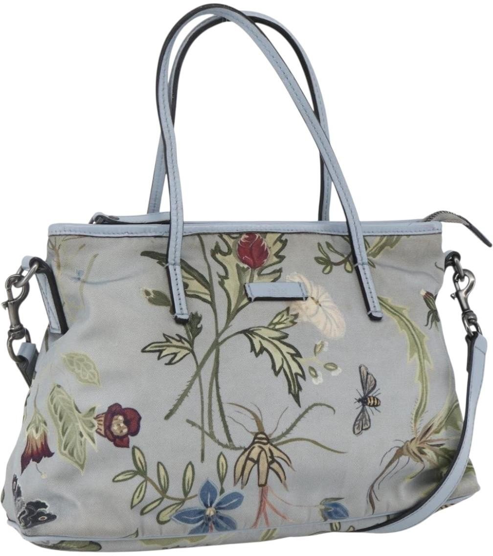 Gucci Gucci Convertible Zip Tote Flora Canvas Medium Blauw