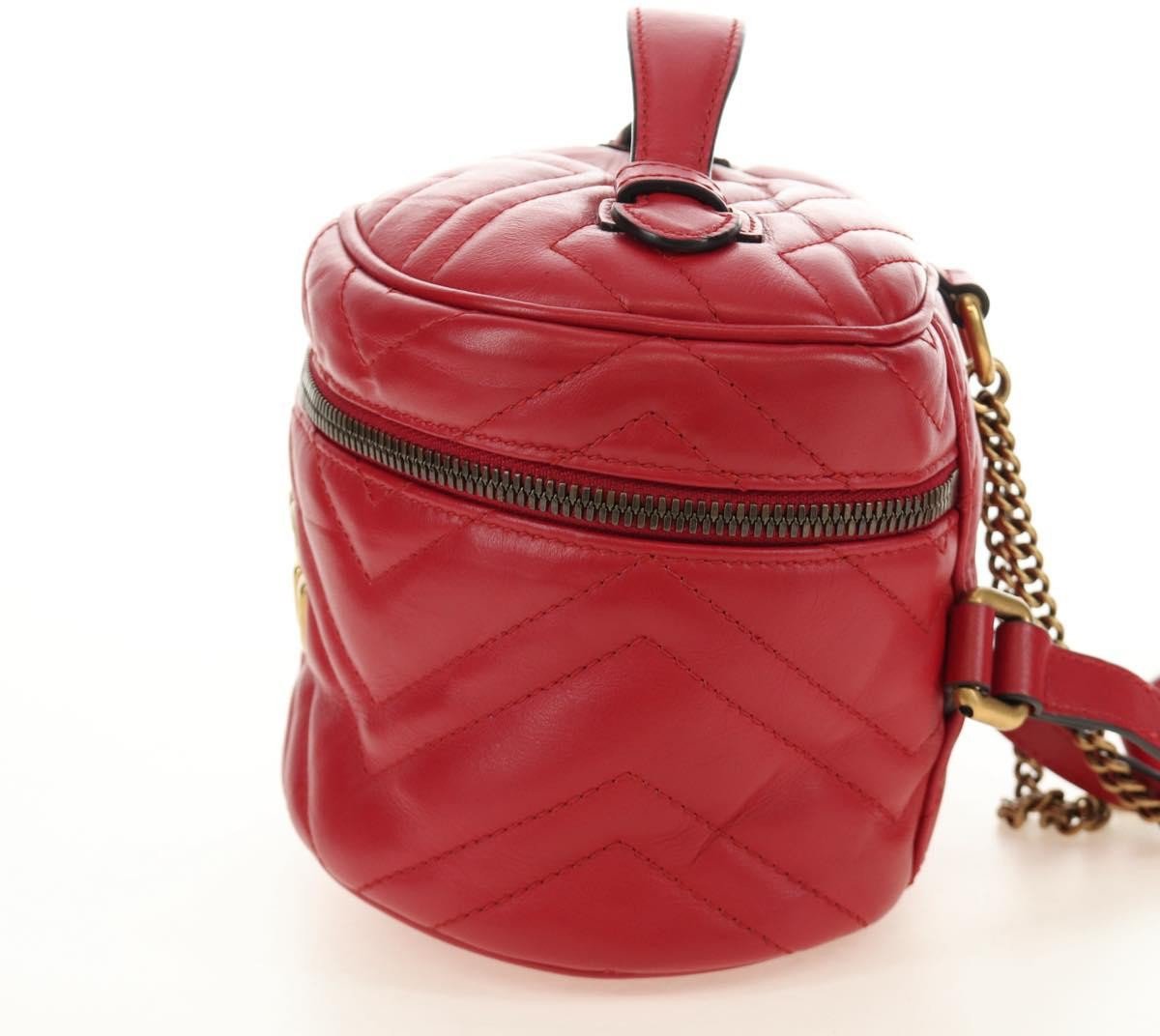 Gucci GG Marmont Vanity Matelasse Leather Mini Rood