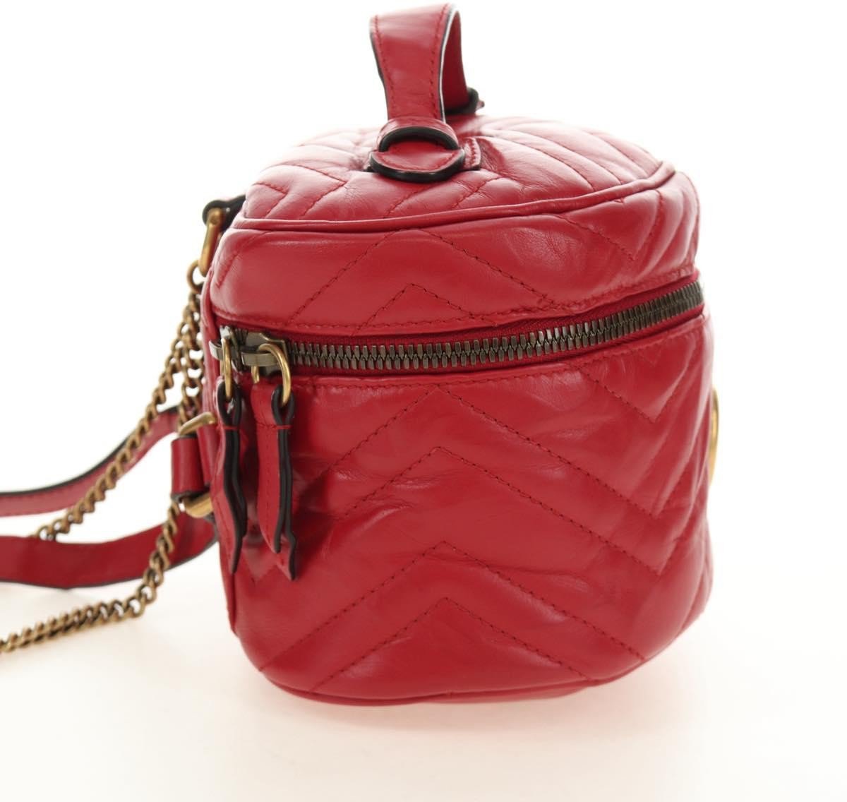 Gucci GG Marmont Vanity Matelasse Leather Mini Rood