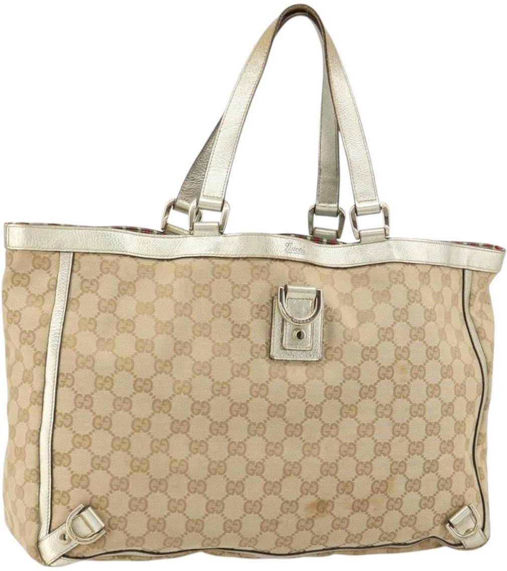Gucci Gucci Abbey D-Ring Tote (Outlet) GG Coated Canvas Large Beige