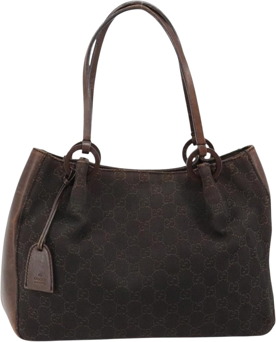 Gucci Vintage Jackie Tote Canvas, Leather Bruin