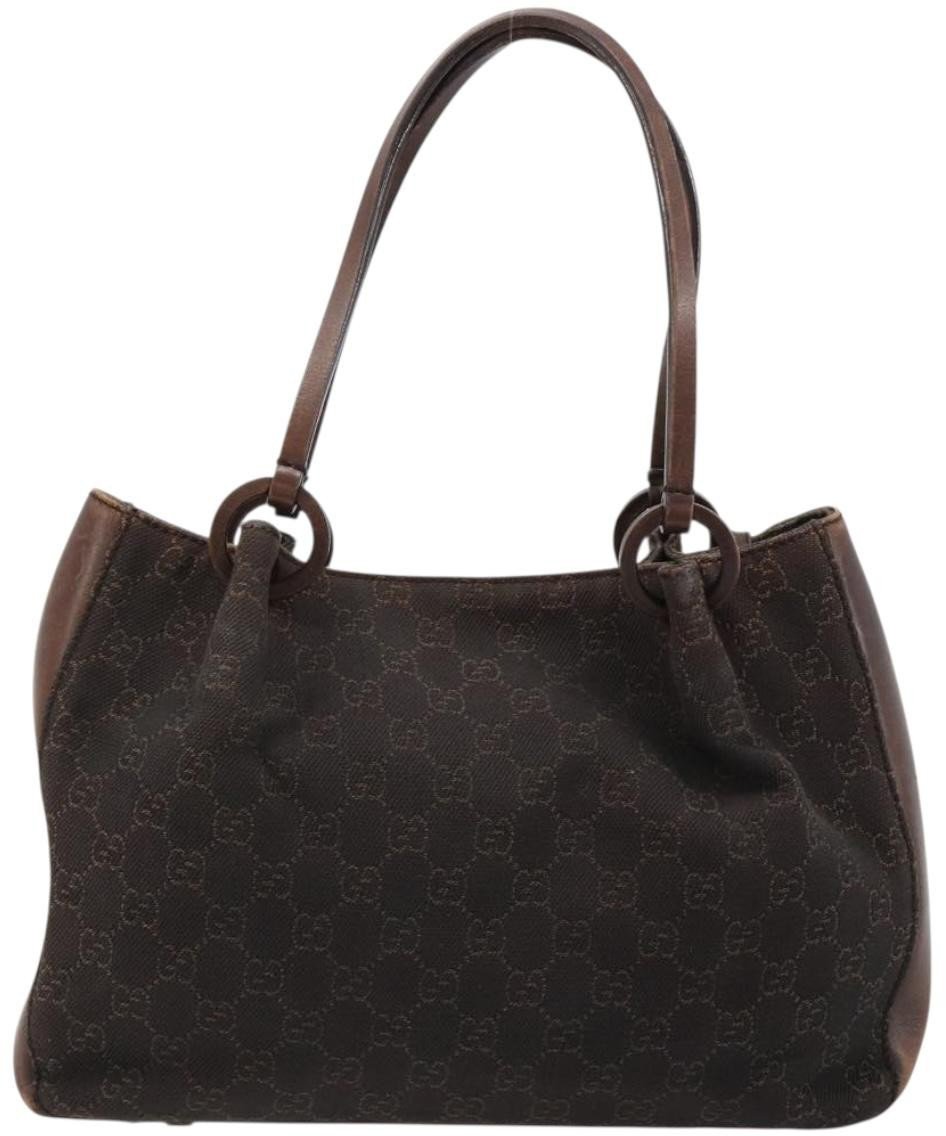 Gucci Vintage Jackie Tote Canvas, Leather Bruin