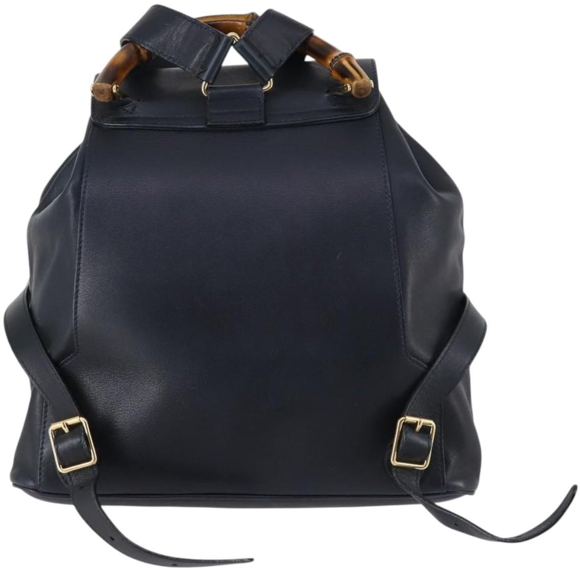 Gucci Gucci Vintage Bamboo Backpack Leather Medium Navy