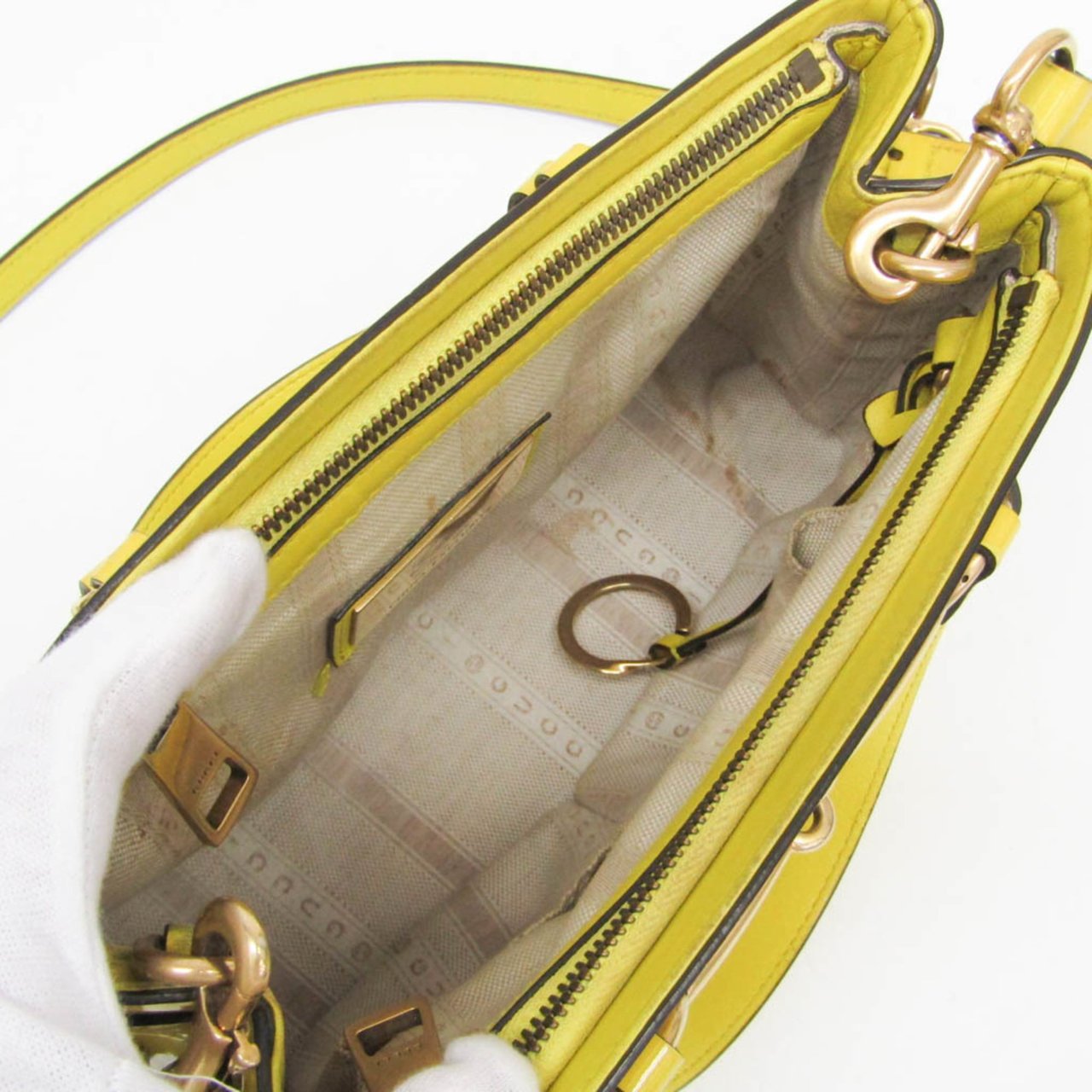 Gucci Bright Bit Convertible Tote Patent leather Geel