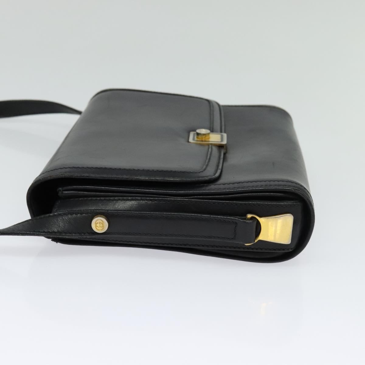 Gucci Gucci Vintage Flap Crossbody Bag Leather Zwart