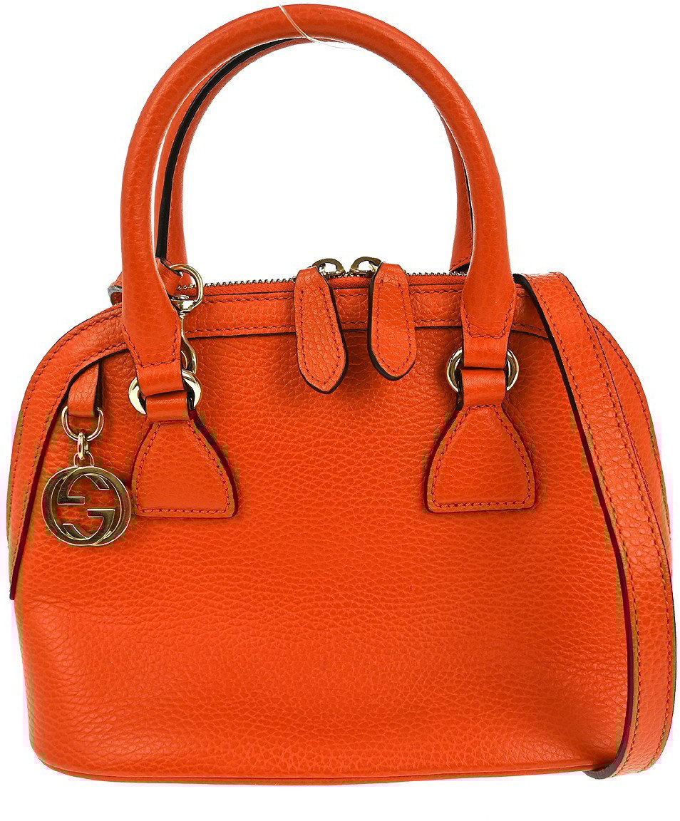 Gucci Gucci Convertible Dome Satchel Leather Medium Oranje