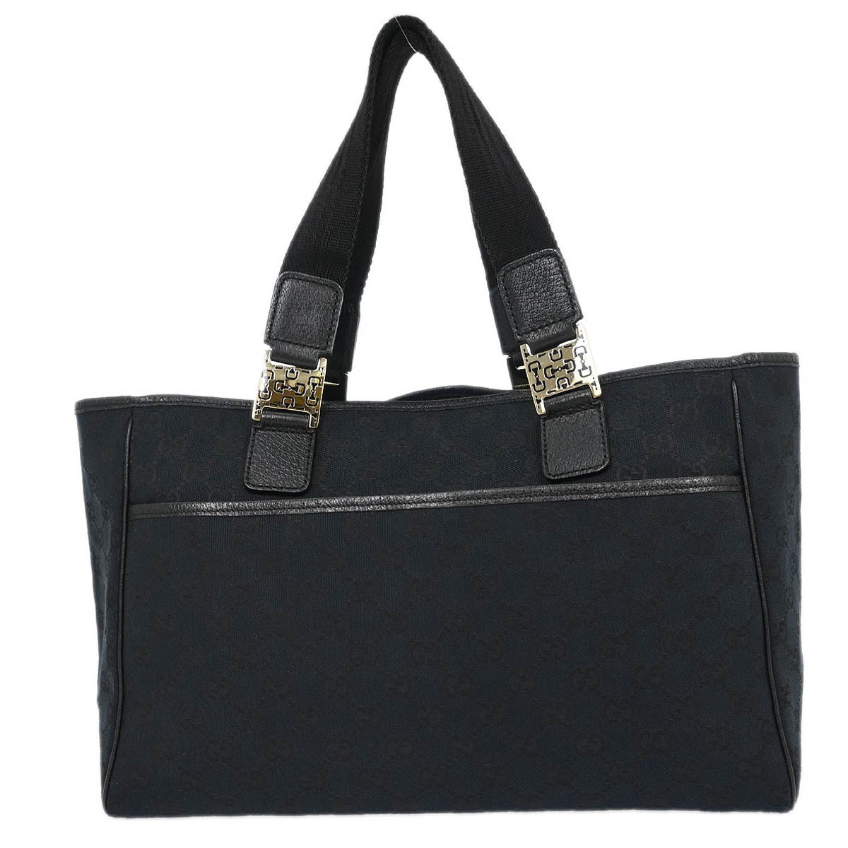 Gucci Gucci Web Handle Buckle Tote GG Canvas Large Zwart