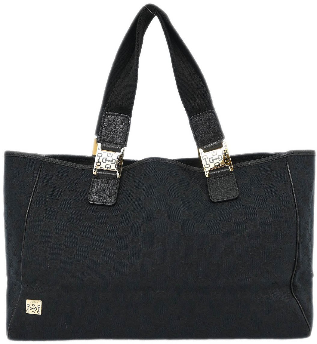 Gucci Gucci Web Handle Buckle Tote GG Canvas Large Zwart