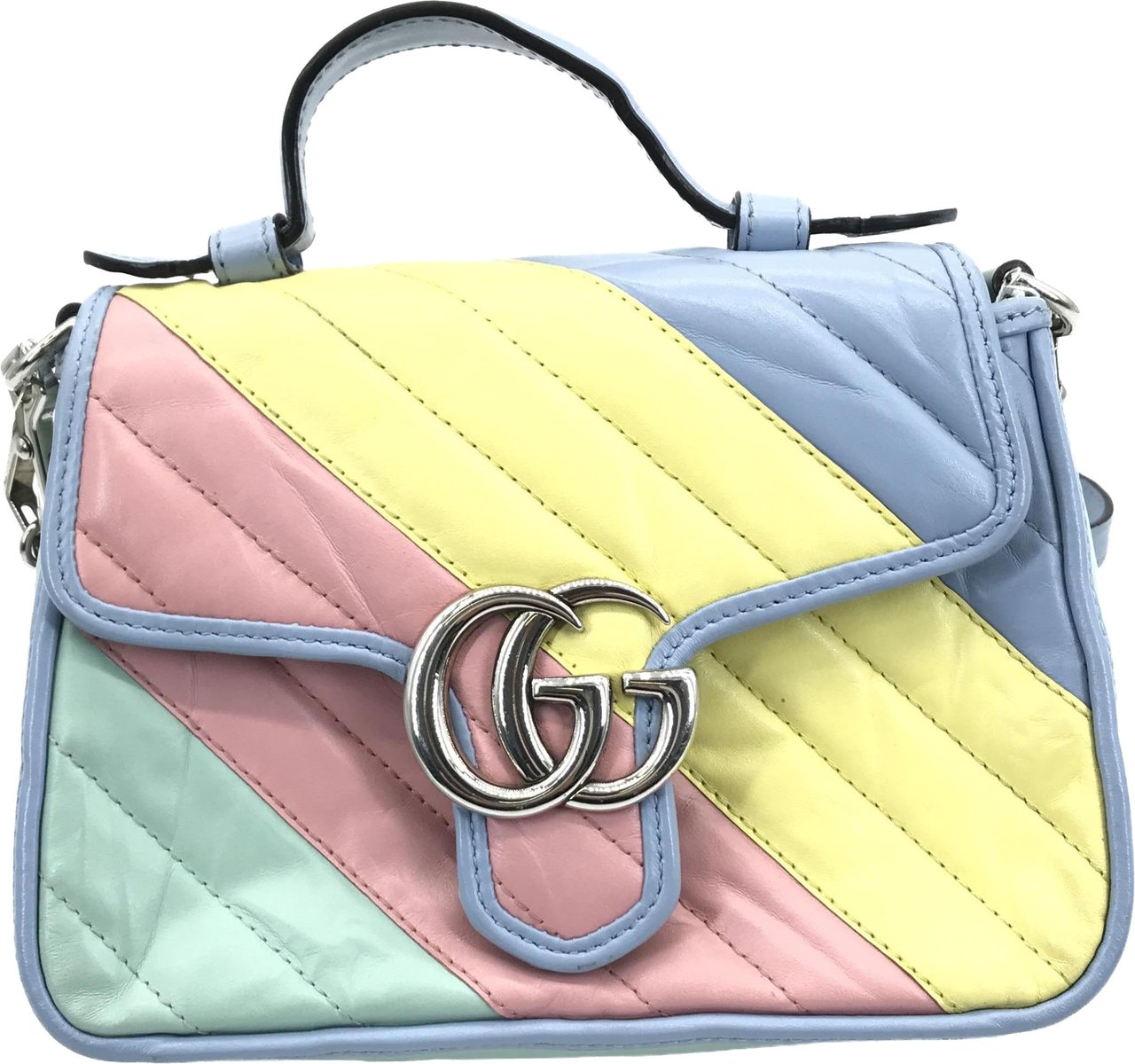 Gucci GG Marmont Top Handle Flap Diagonal Quilted Leather Mini Divers