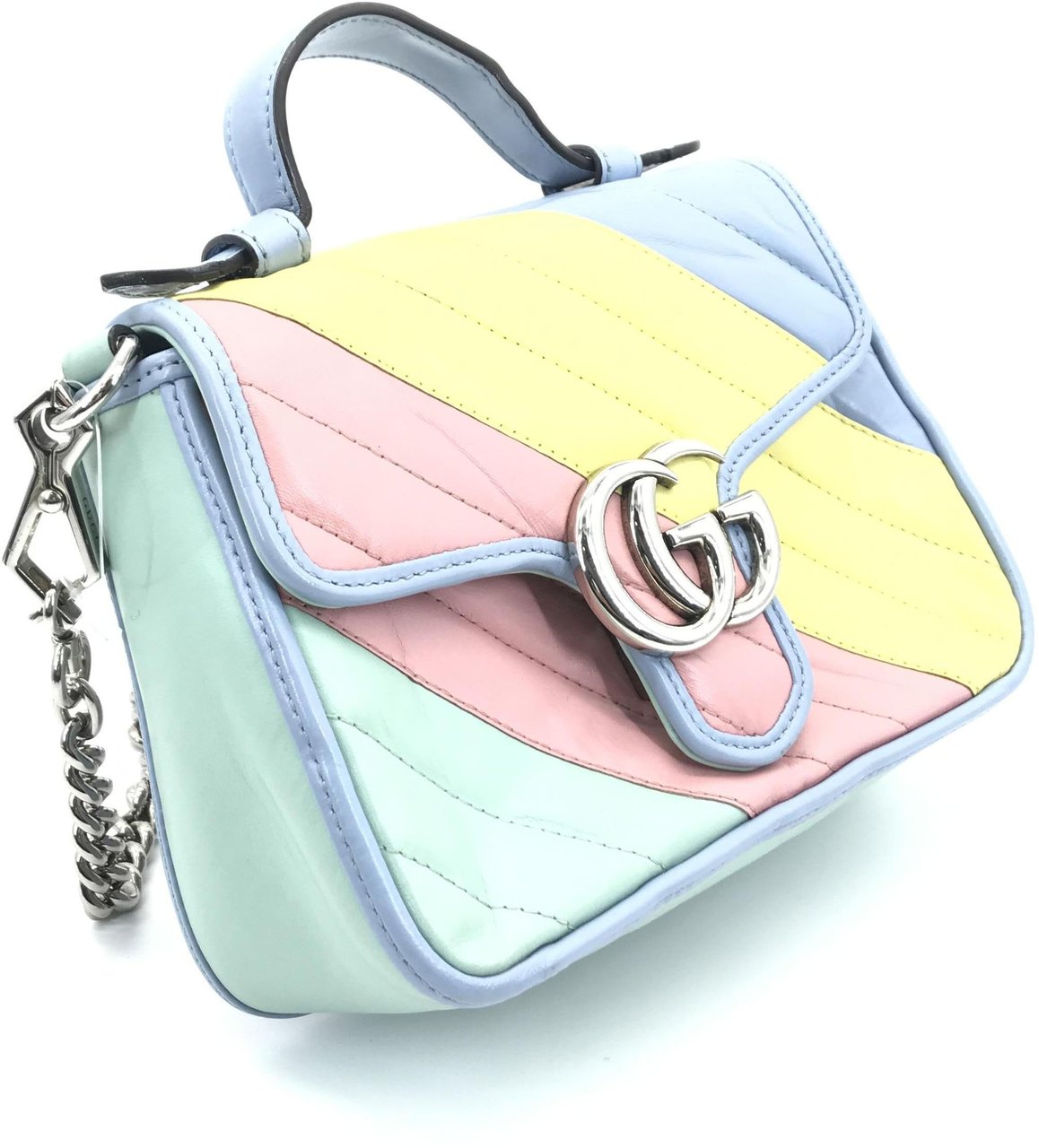 Gucci GG Marmont Top Handle Flap Diagonal Quilted Leather Mini Divers