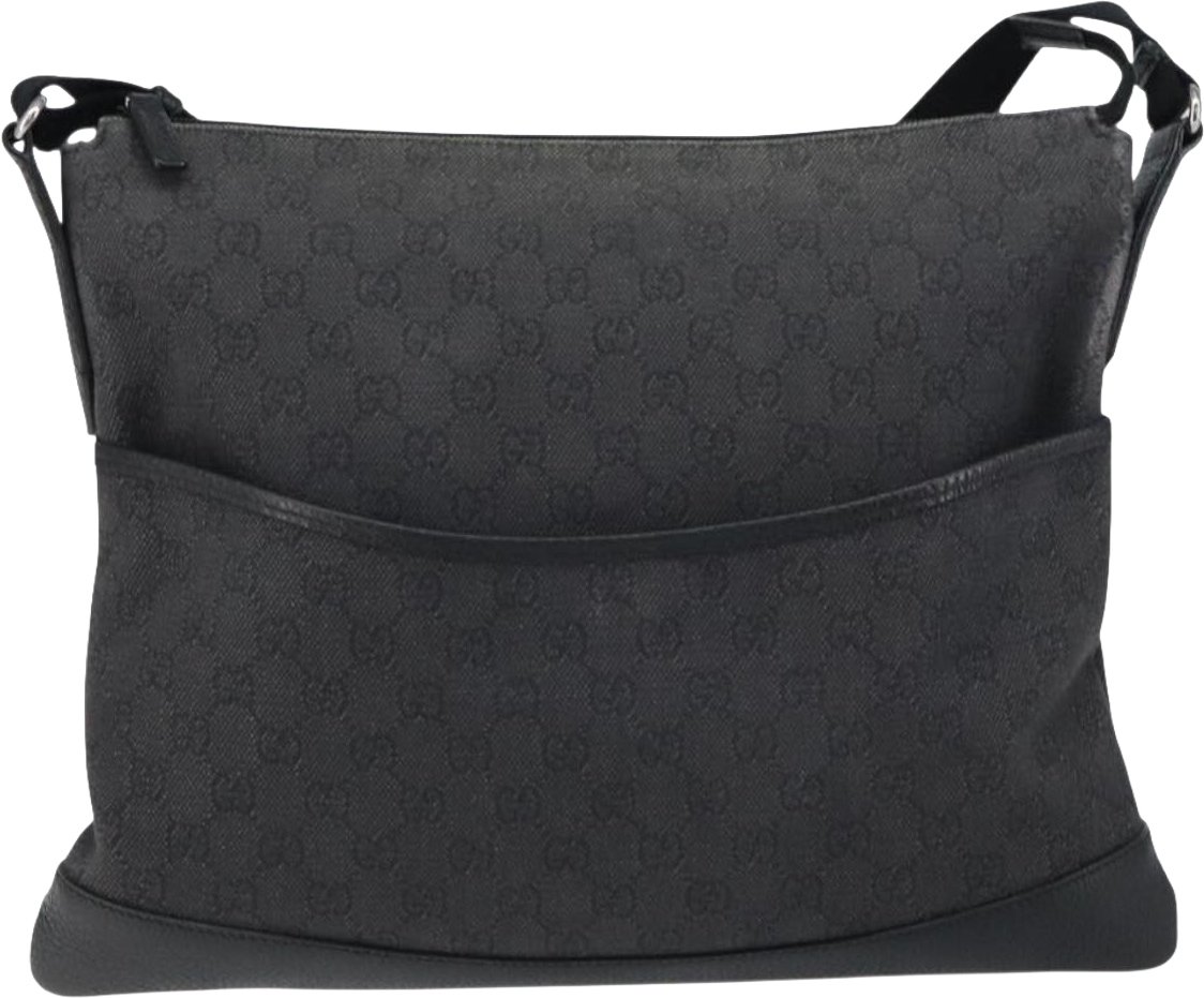 Gucci Zip Messenger GG Canvas with Perforated Leather Medium Zwart