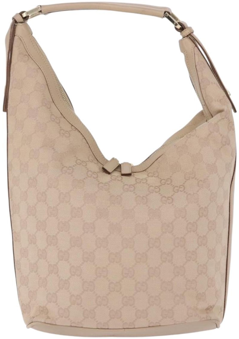 Gucci Zip Hobo Canvas Beige
