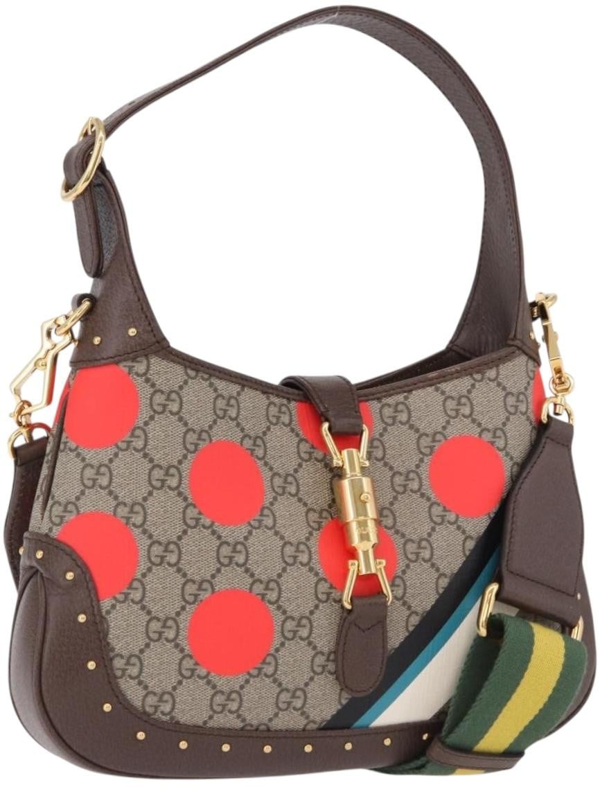 Gucci Jackie 1961 Hobo Studded Printed GG Coated Canvas Small Beige