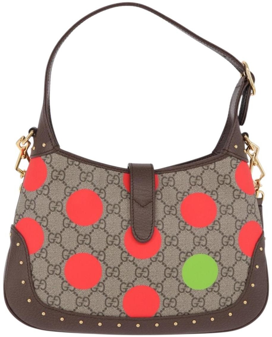 Gucci Jackie 1961 Hobo Studded Printed GG Coated Canvas Small Beige