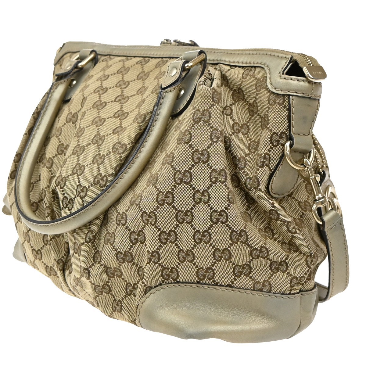 Gucci Gucci Sukey Top Handle Satchel GG Canvas with Leather Medium Beige
