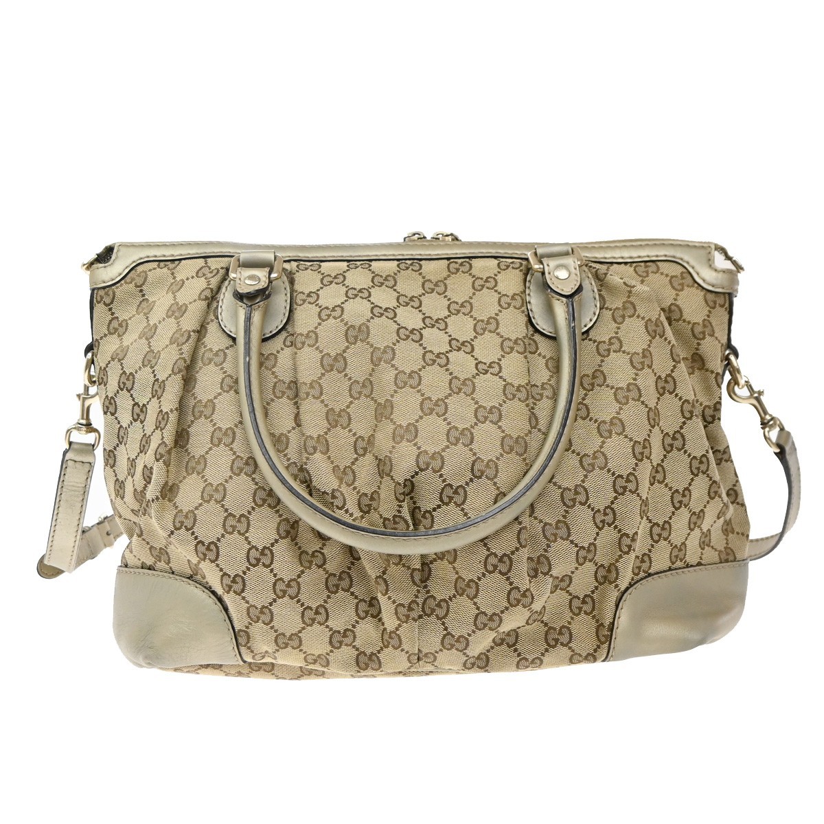 Gucci Gucci Sukey Top Handle Satchel GG Canvas with Leather Medium Beige